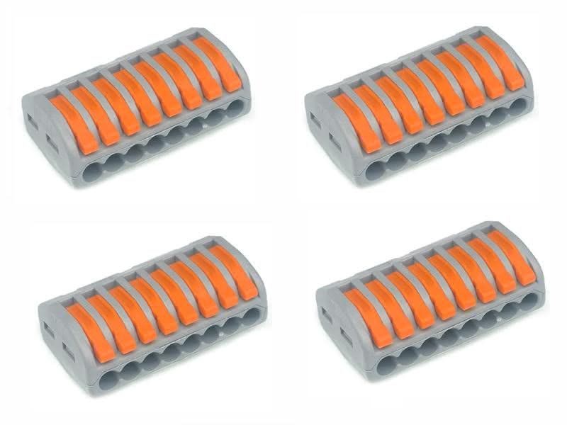 WAGO lasklem 8 draads, voor 230 volt, 4 stuks
