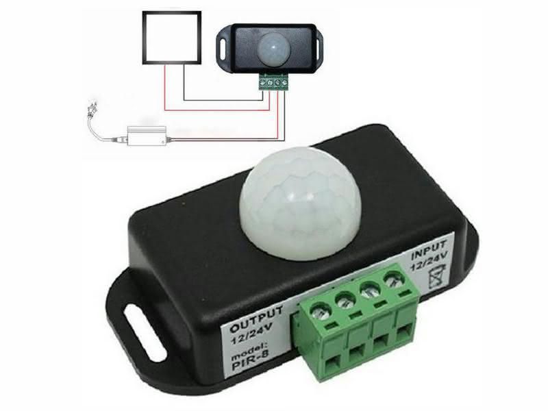 Infrarood aan/uit-schakelaar 12–24 volt – Bewegingssensor PIR-8