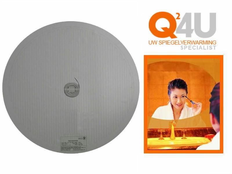 Badkamer spiegelverwarming, rond op maat, 12 volt -