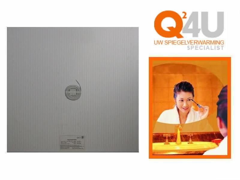 Badkamer spiegelverwarming, vierkant op maat, 12 volt -
