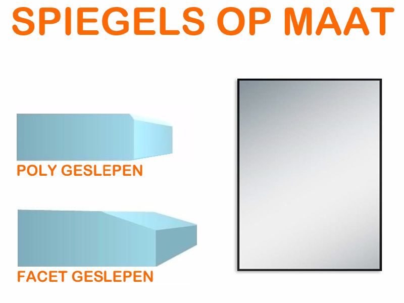 Spiegel op maat 4 mm rechthoek (Facet geslepen) -